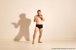 Underwear Martial art Man White Moving poses Athletic Short Blond Dynamic poses Academic